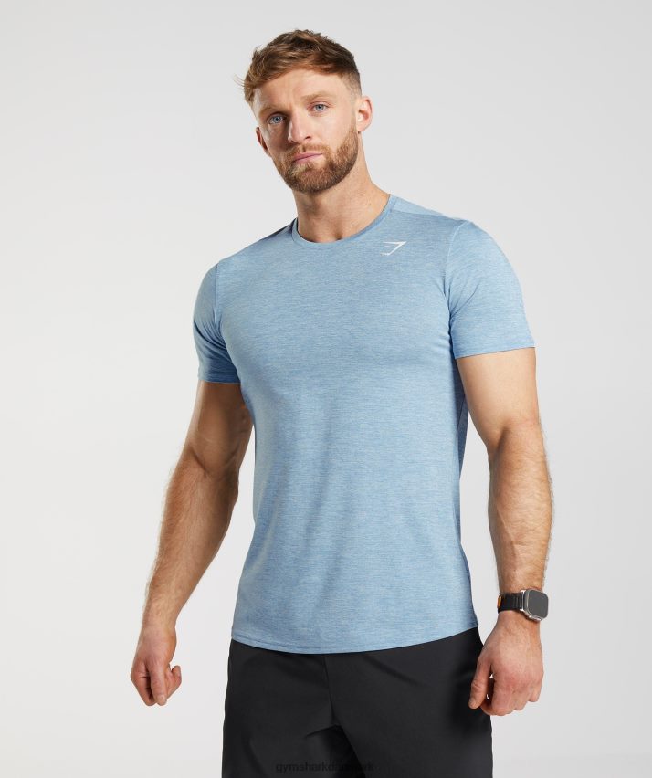 Mænd Gymshark ankomst mergel t-shirt N4ZDDN781 ozonblå/skyline blå mergel