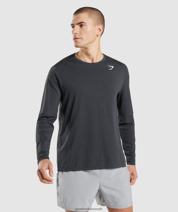 Mænd Gymshark ankomst sømløs langærmet t-shirt N4ZDDN752 sort mergel