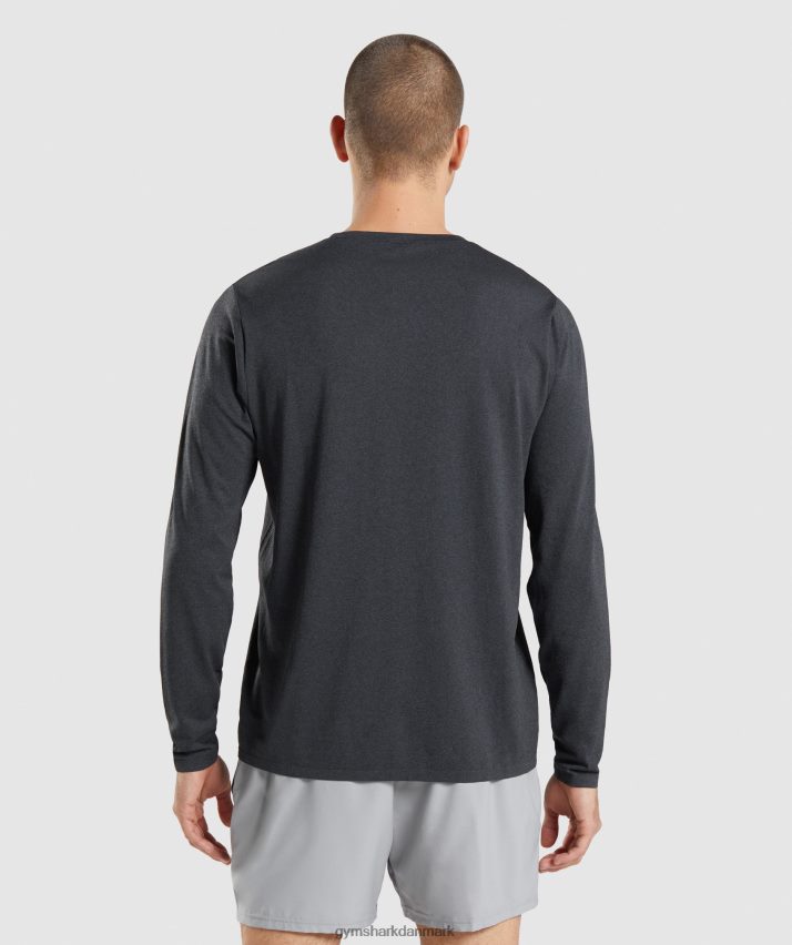 Mænd Gymshark ankomst sømløs langærmet t-shirt N4ZDDN752 sort mergel