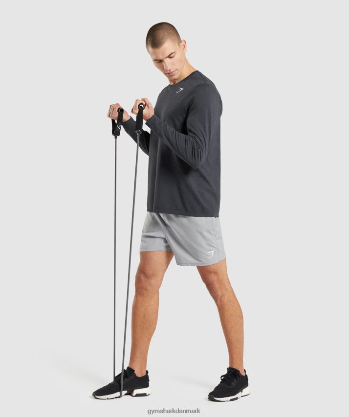 Mænd Gymshark ankomst sømløs langærmet t-shirt N4ZDDN752 sort mergel