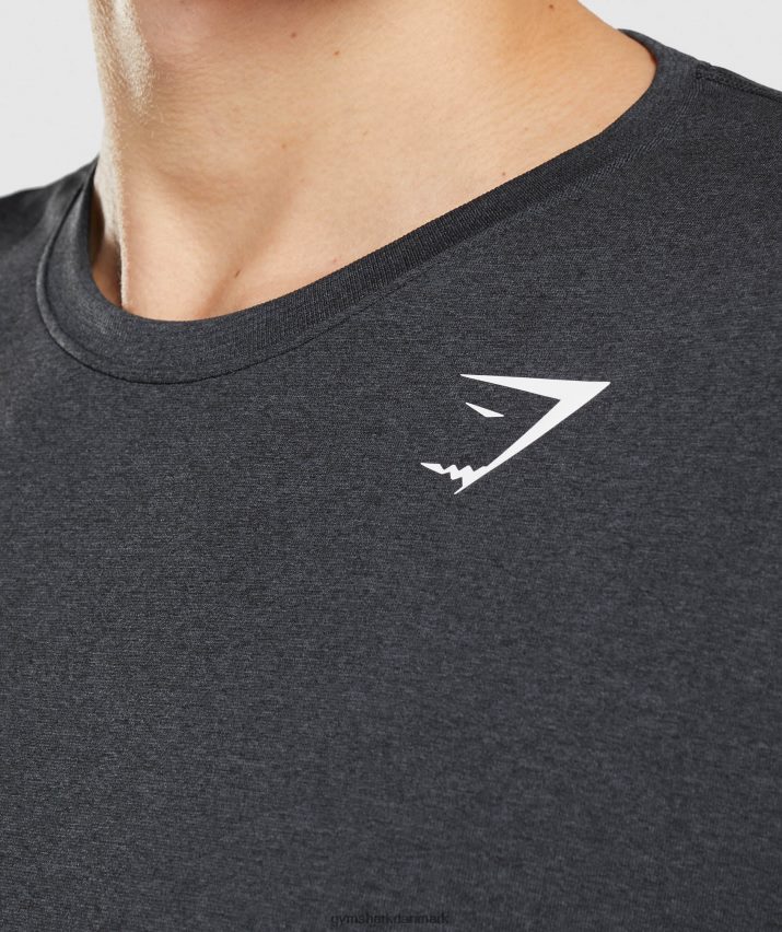 Mænd Gymshark ankomst sømløs langærmet t-shirt N4ZDDN752 sort mergel