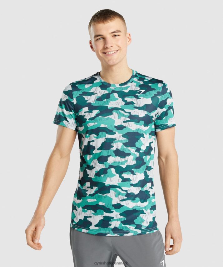 Mænd Gymshark ankomst t-shirt N4ZDDN686 blågrønt tryk