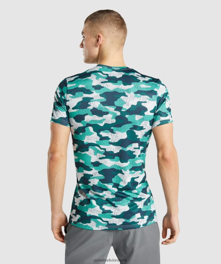 Mænd Gymshark ankomst t-shirt N4ZDDN686 blågrønt tryk