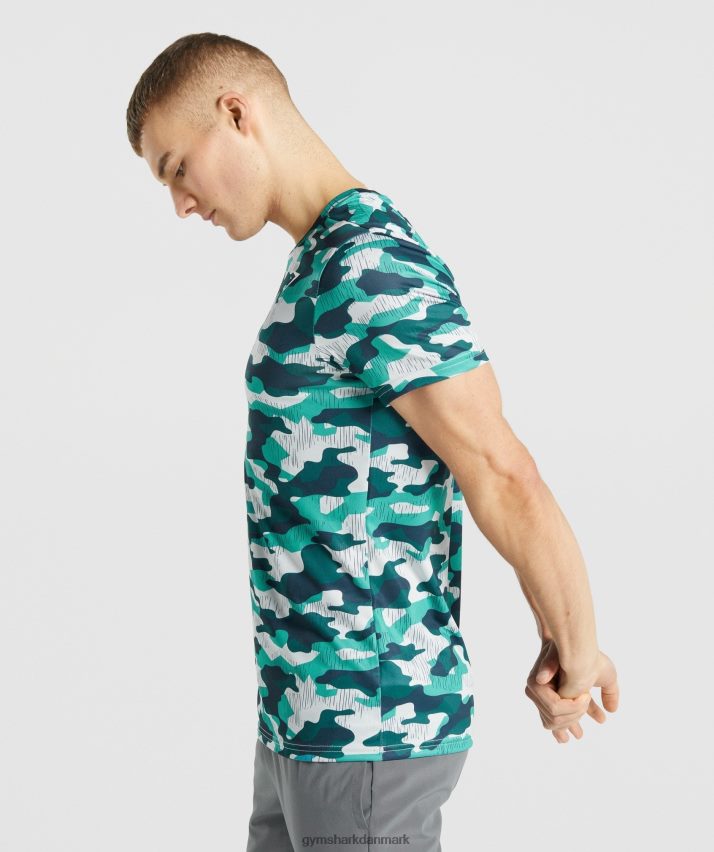 Mænd Gymshark ankomst t-shirt N4ZDDN686 blågrønt tryk