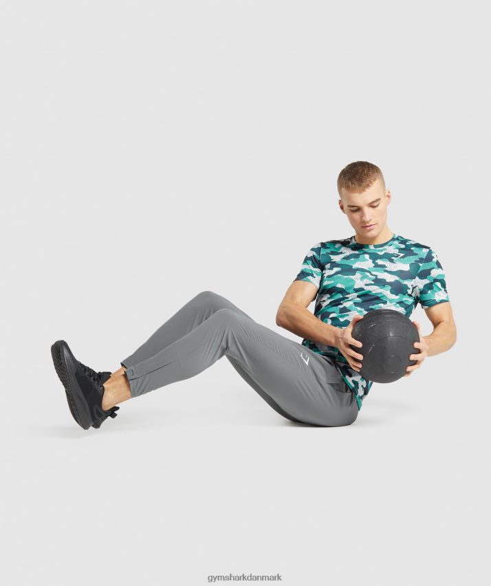Mænd Gymshark ankomst t-shirt N4ZDDN686 blågrønt tryk