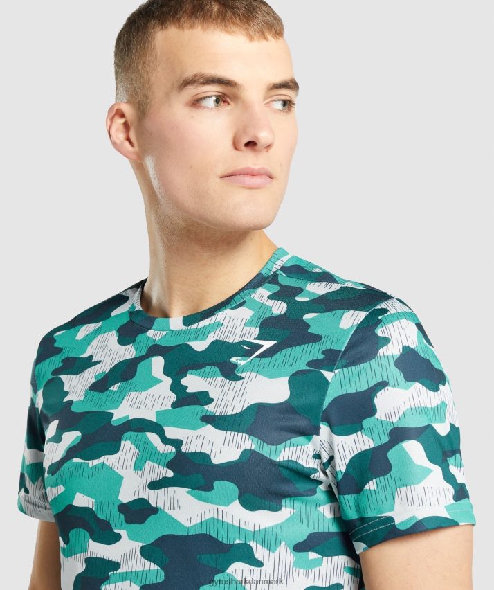 Mænd Gymshark ankomst t-shirt N4ZDDN686 blågrønt tryk