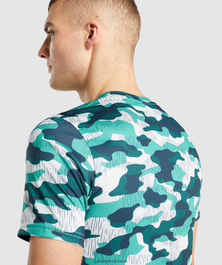 Mænd Gymshark ankomst t-shirt N4ZDDN686 blågrønt tryk