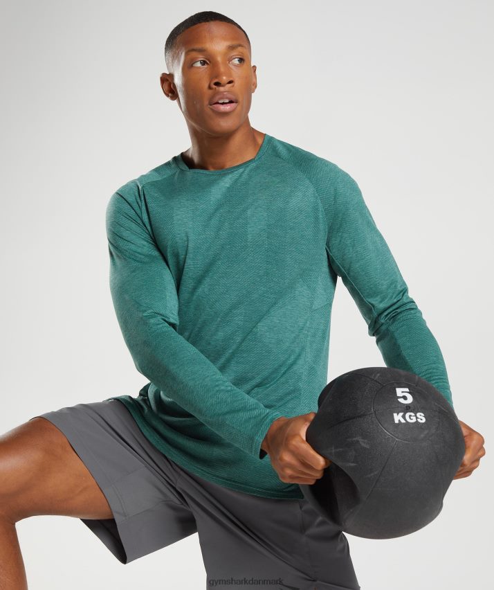 Mænd Gymshark apex langærmet t-shirt N4ZDDN608 skovgrøn/hoyagrøn