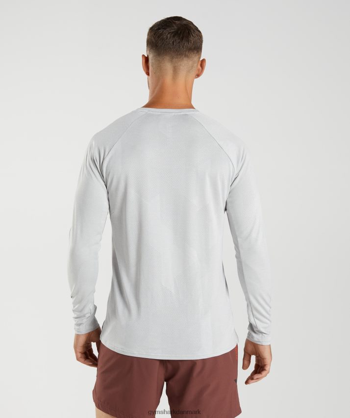 Mænd Gymshark apex langærmet t-shirt N4ZDDN613 lys grå/hvid