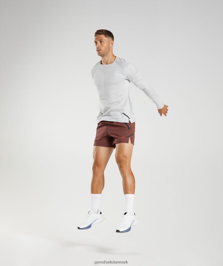Mænd Gymshark apex langærmet t-shirt N4ZDDN613 lys grå/hvid