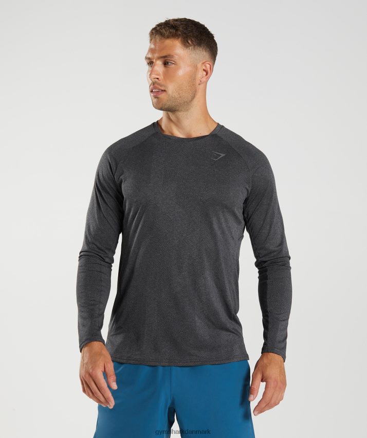 Mænd Gymshark apex langærmet t-shirt N4ZDDN653 sort/silhouette grå