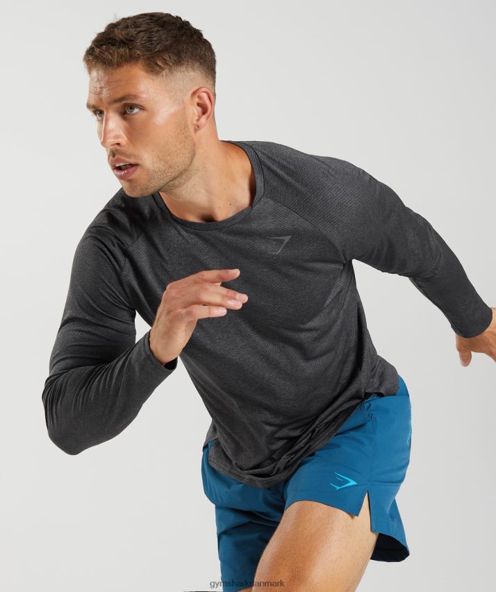 Mænd Gymshark apex langærmet t-shirt N4ZDDN653 sort/silhouette grå