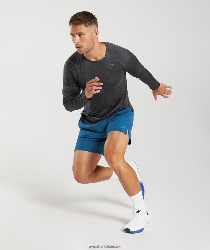 Mænd Gymshark apex langærmet t-shirt N4ZDDN653 sort/silhouette grå