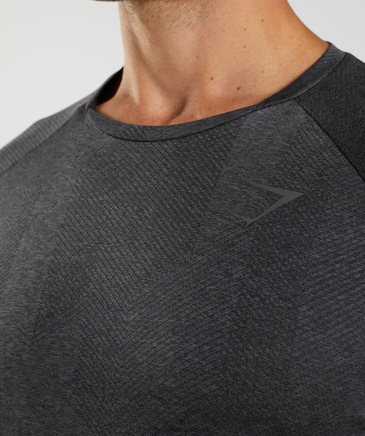 Mænd Gymshark apex langærmet t-shirt N4ZDDN653 sort/silhouette grå
