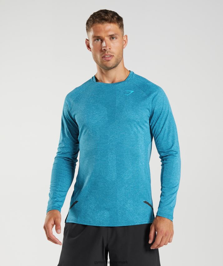 Mænd Gymshark apex langærmet t-shirt N4ZDDN672 atlantisk blå/hajblå