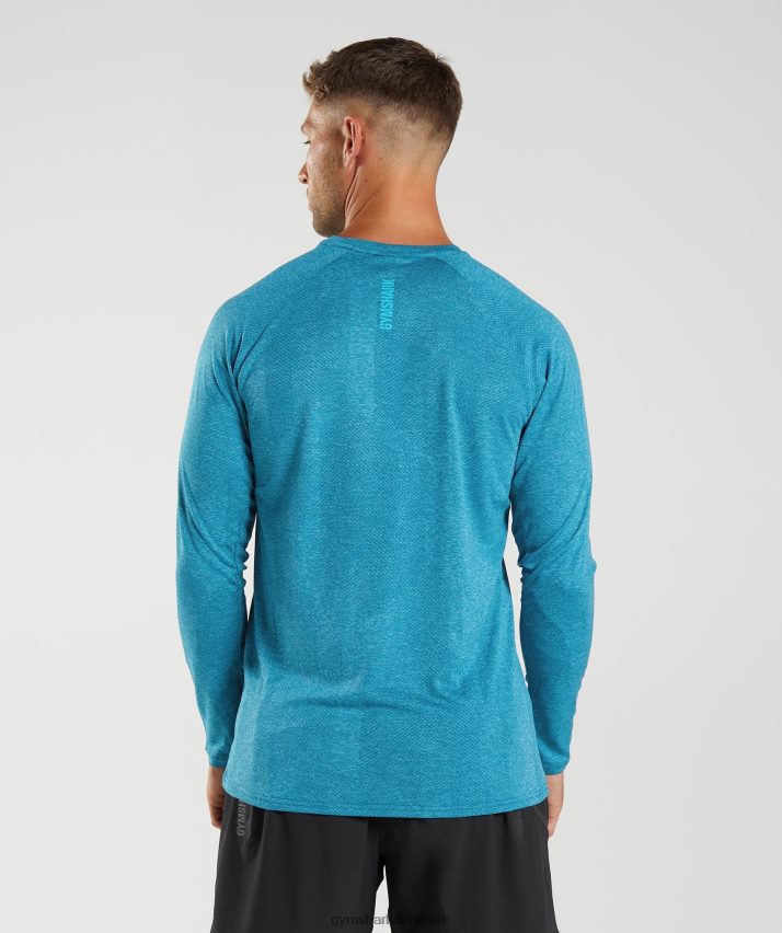 Mænd Gymshark apex langærmet t-shirt N4ZDDN672 atlantisk blå/hajblå