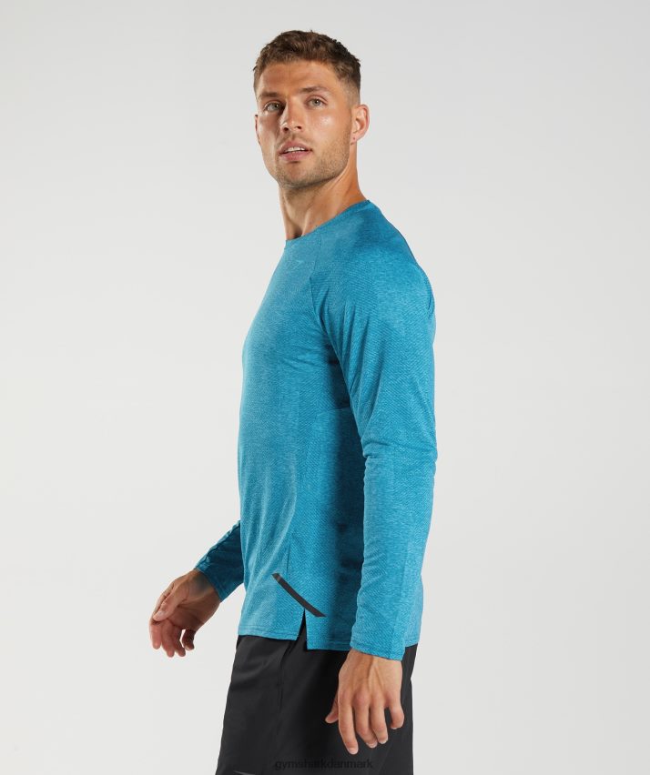 Mænd Gymshark apex langærmet t-shirt N4ZDDN672 atlantisk blå/hajblå