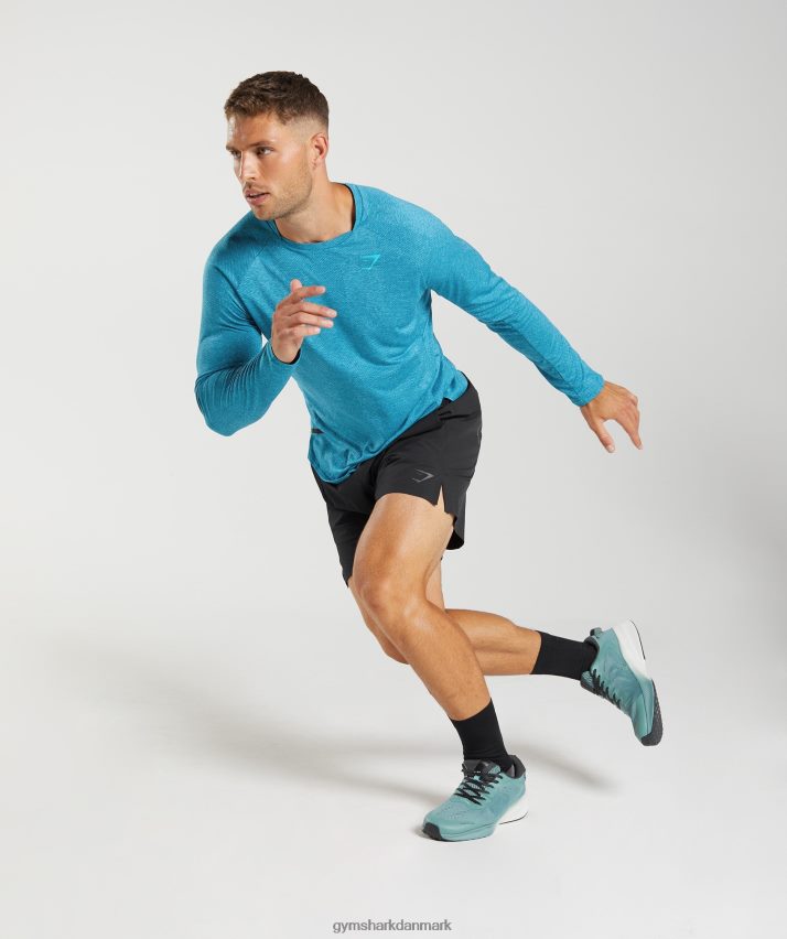 Mænd Gymshark apex langærmet t-shirt N4ZDDN672 atlantisk blå/hajblå