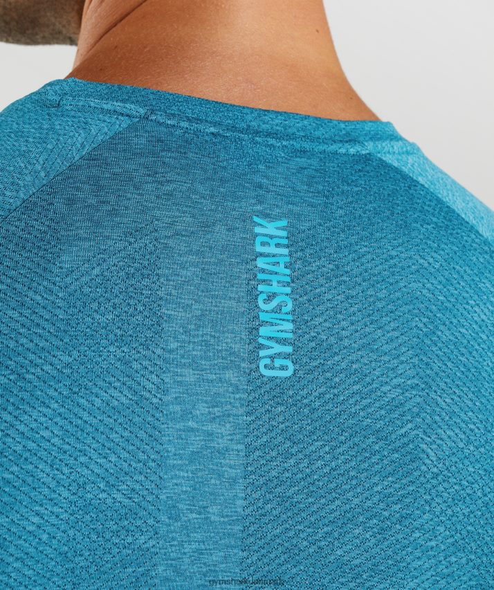 Mænd Gymshark apex langærmet t-shirt N4ZDDN672 atlantisk blå/hajblå