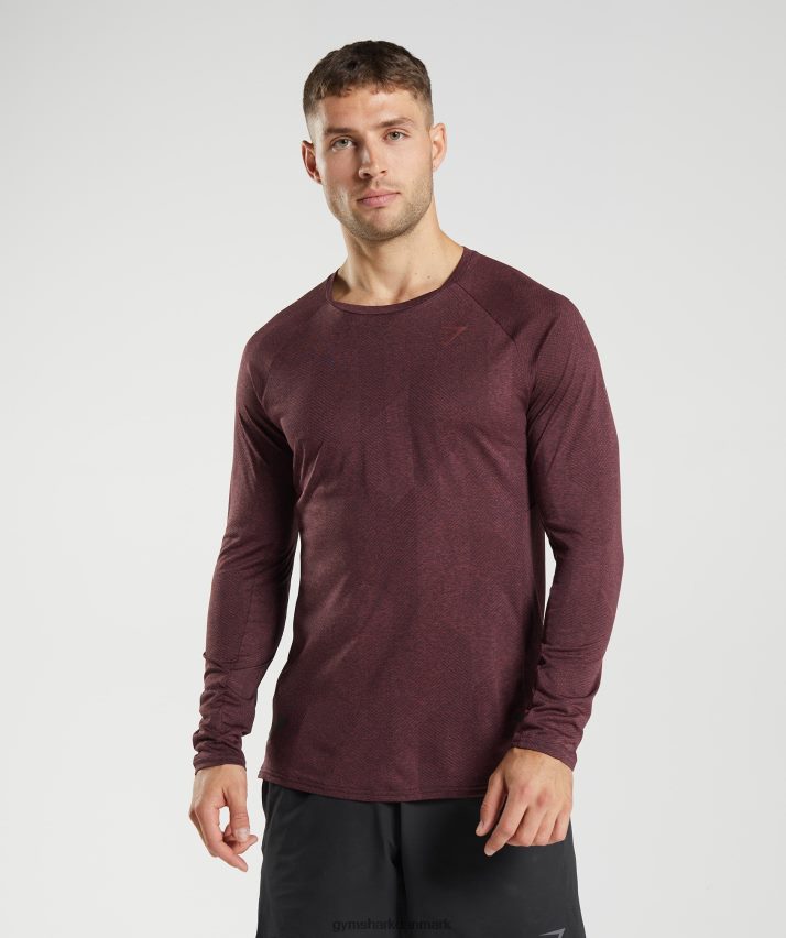 Mænd Gymshark apex langærmet t-shirt N4ZDDN687 kirsebær brun