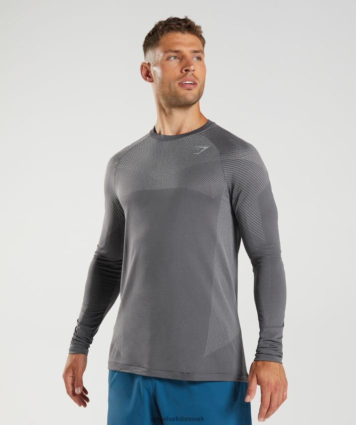 Mænd Gymshark apex sømløs langærmet t-shirt N4ZDDN630 silhuet grå/røggrå