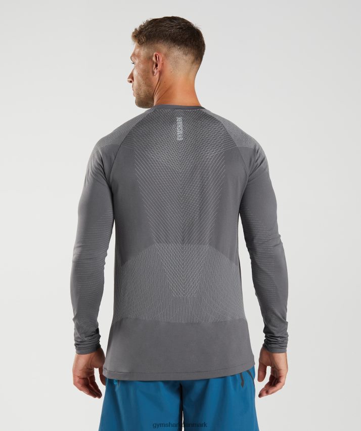 Mænd Gymshark apex sømløs langærmet t-shirt N4ZDDN630 silhuet grå/røggrå