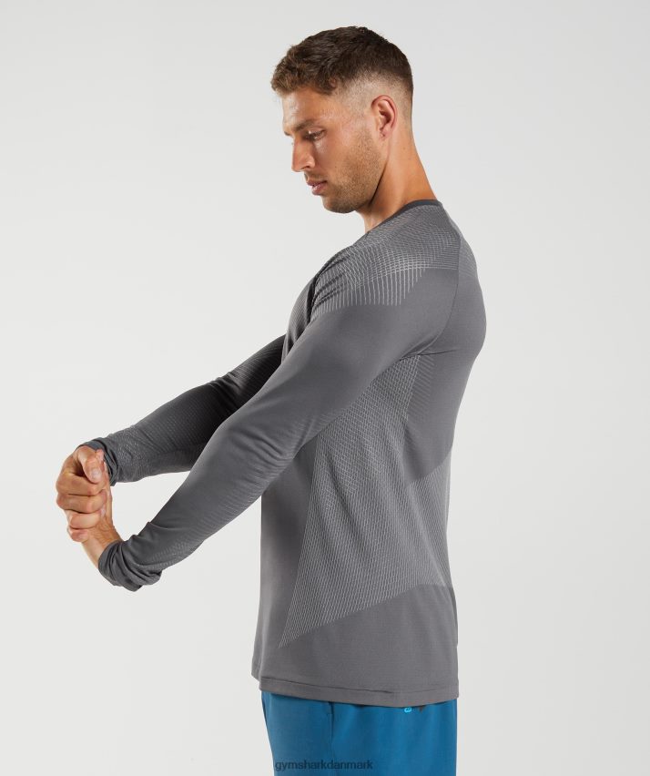 Mænd Gymshark apex sømløs langærmet t-shirt N4ZDDN630 silhuet grå/røggrå