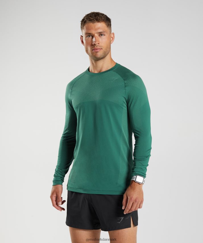 Mænd Gymshark apex sømløs langærmet t-shirt N4ZDDN699 skovgrøn/hoyagrøn