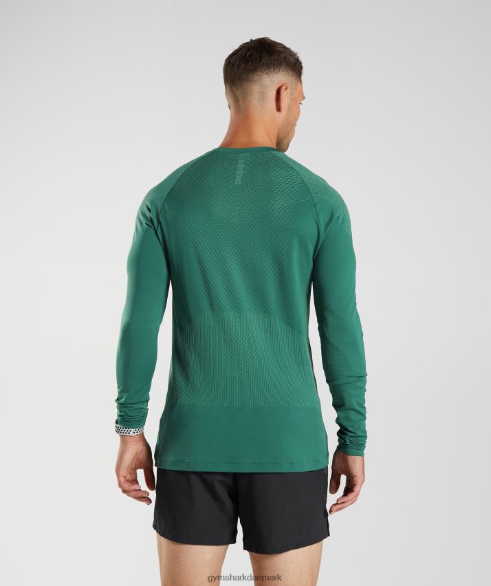 Mænd Gymshark apex sømløs langærmet t-shirt N4ZDDN699 skovgrøn/hoyagrøn