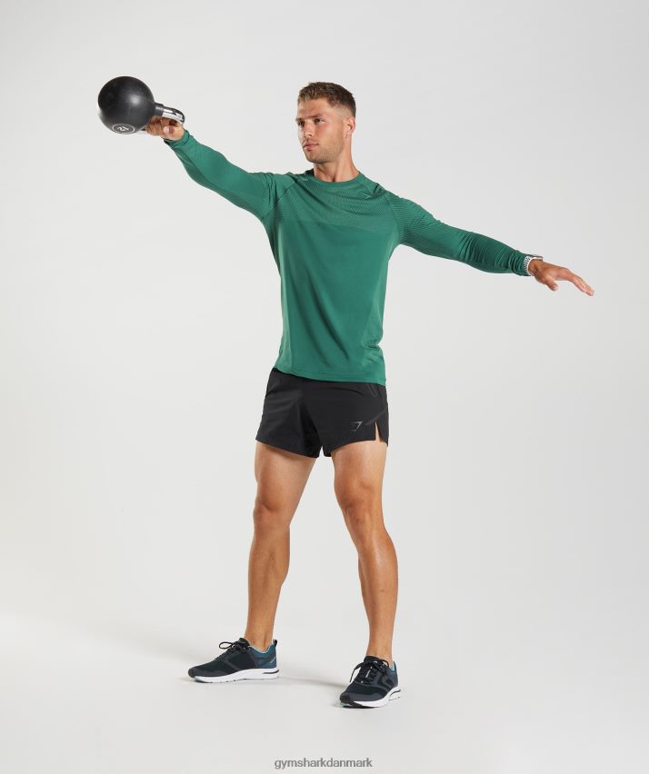 Mænd Gymshark apex sømløs langærmet t-shirt N4ZDDN699 skovgrøn/hoyagrøn