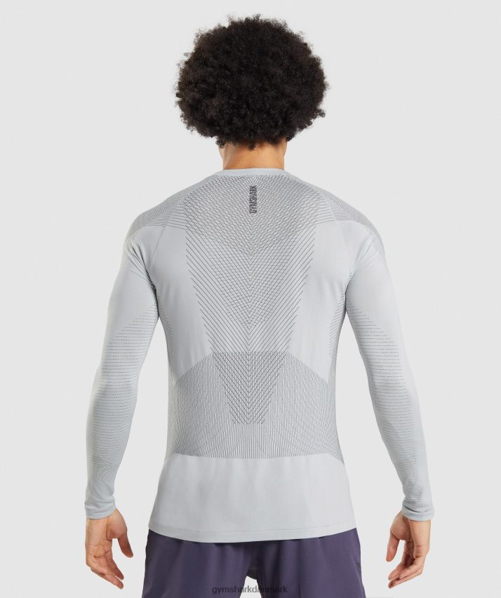 Mænd Gymshark apex sømløs langærmet t-shirt N4ZDDN720 lysegrå/onyxgrå