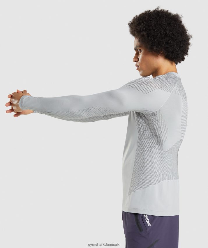 Mænd Gymshark apex sømløs langærmet t-shirt N4ZDDN720 lysegrå/onyxgrå