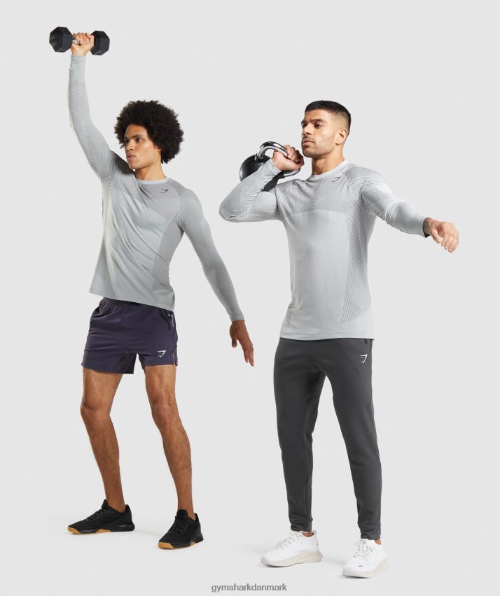 Mænd Gymshark apex sømløs langærmet t-shirt N4ZDDN720 lysegrå/onyxgrå