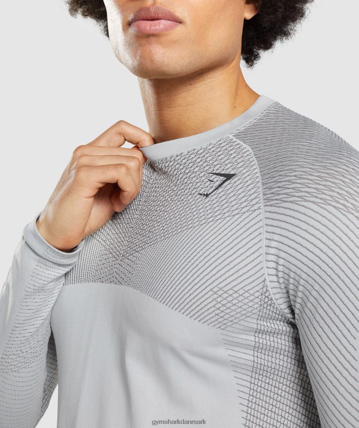 Mænd Gymshark apex sømløs langærmet t-shirt N4ZDDN720 lysegrå/onyxgrå