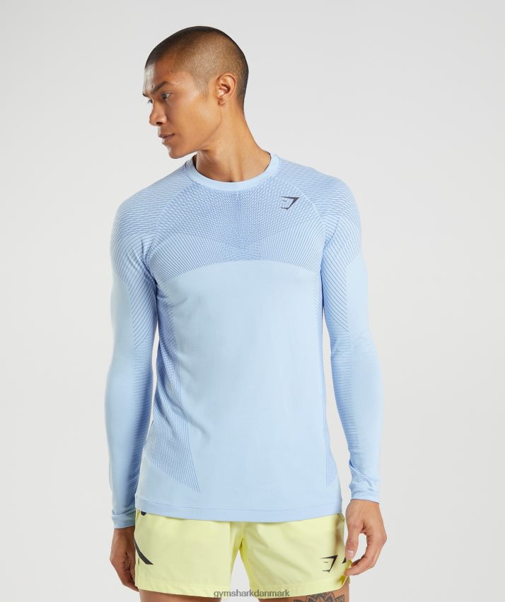 Mænd Gymshark apex sømløs langærmet t-shirt N4ZDDN750 linned blå/hofblå
