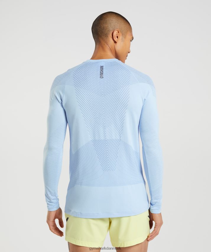 Mænd Gymshark apex sømløs langærmet t-shirt N4ZDDN750 linned blå/hofblå