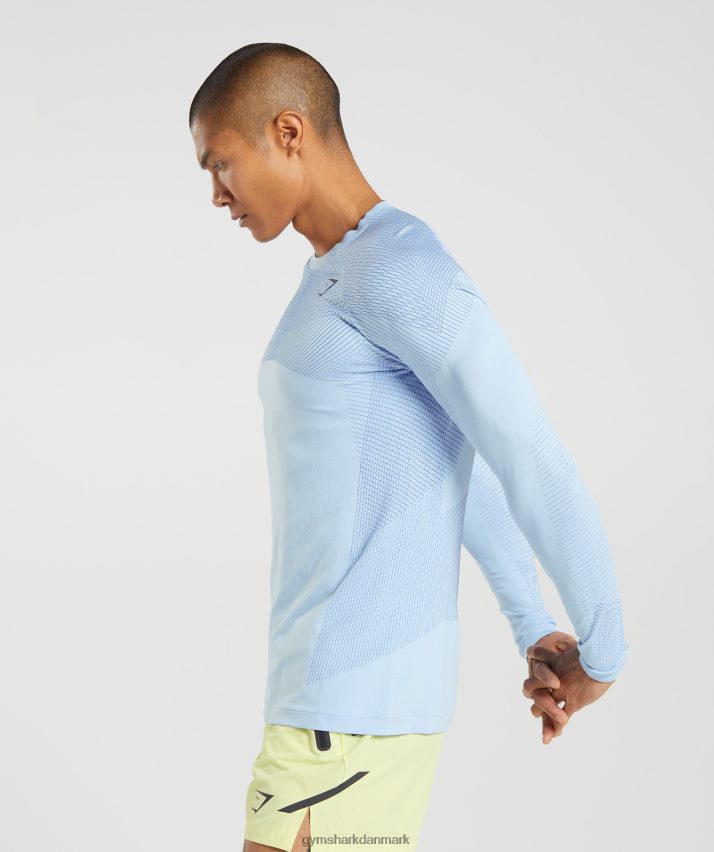 Mænd Gymshark apex sømløs langærmet t-shirt N4ZDDN750 linned blå/hofblå