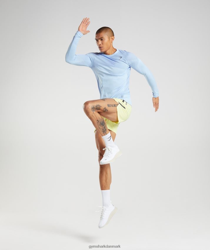Mænd Gymshark apex sømløs langærmet t-shirt N4ZDDN750 linned blå/hofblå