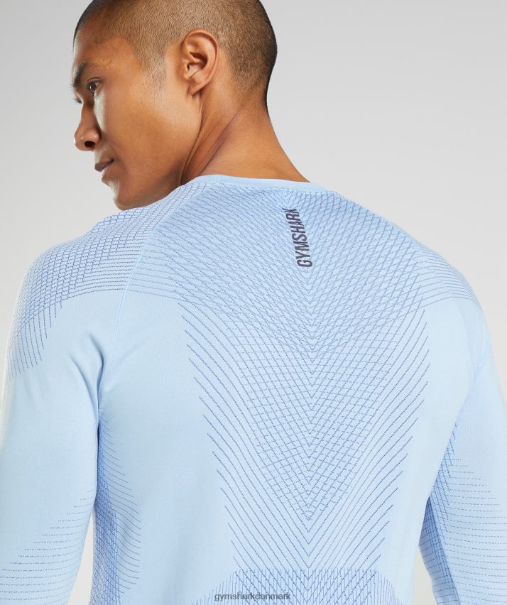 Mænd Gymshark apex sømløs langærmet t-shirt N4ZDDN750 linned blå/hofblå