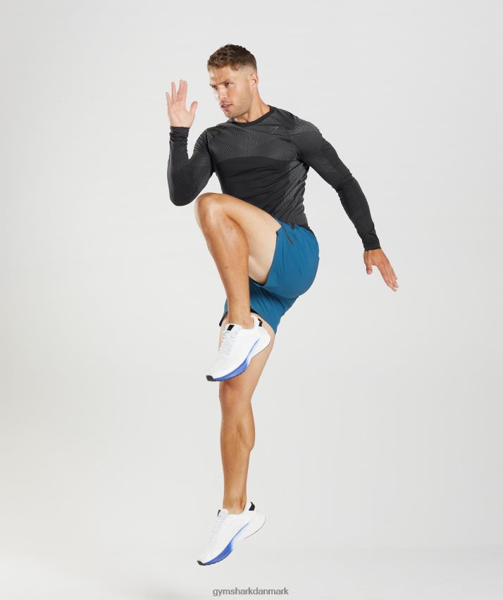 Mænd Gymshark apex sømløs langærmet t-shirt N4ZDDN764 sort/silhouette grå