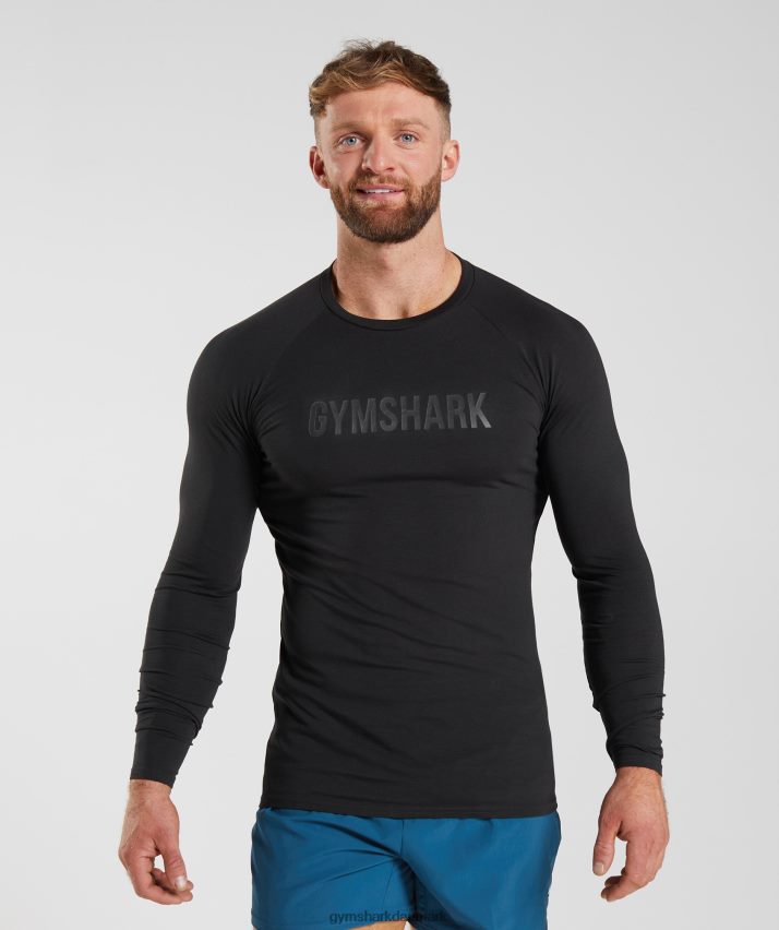 Mænd Gymshark apollo langærmet t-shirt N4ZDDN731 sort