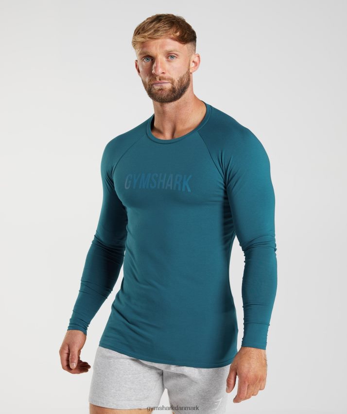 Mænd Gymshark apollo langærmet t-shirt N4ZDDN747 atlantisk blå
