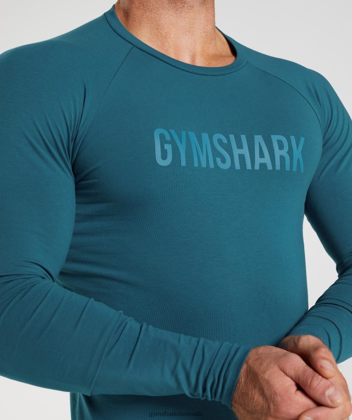 Mænd Gymshark apollo langærmet t-shirt N4ZDDN747 atlantisk blå
