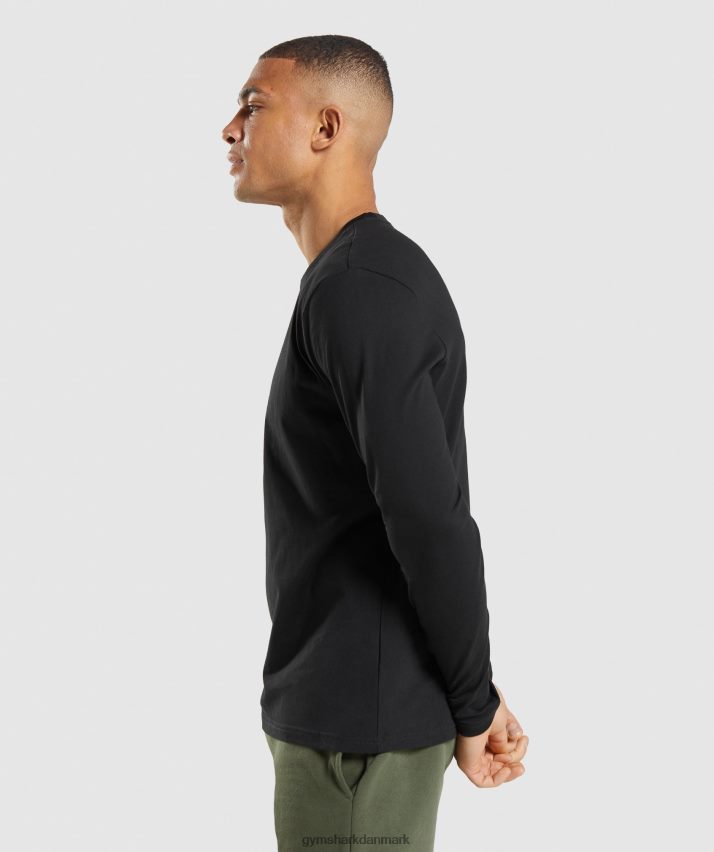 Mænd Gymshark crest langærmet t-shirt N4ZDDN579 sort