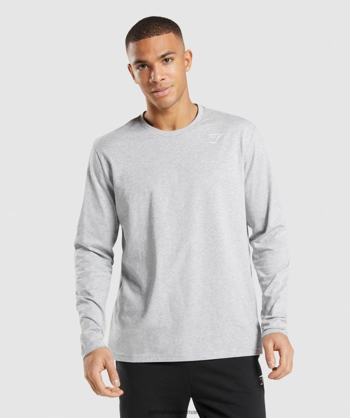Mænd Gymshark crest langærmet t-shirt N4ZDDN727 lysegrå kernemergel