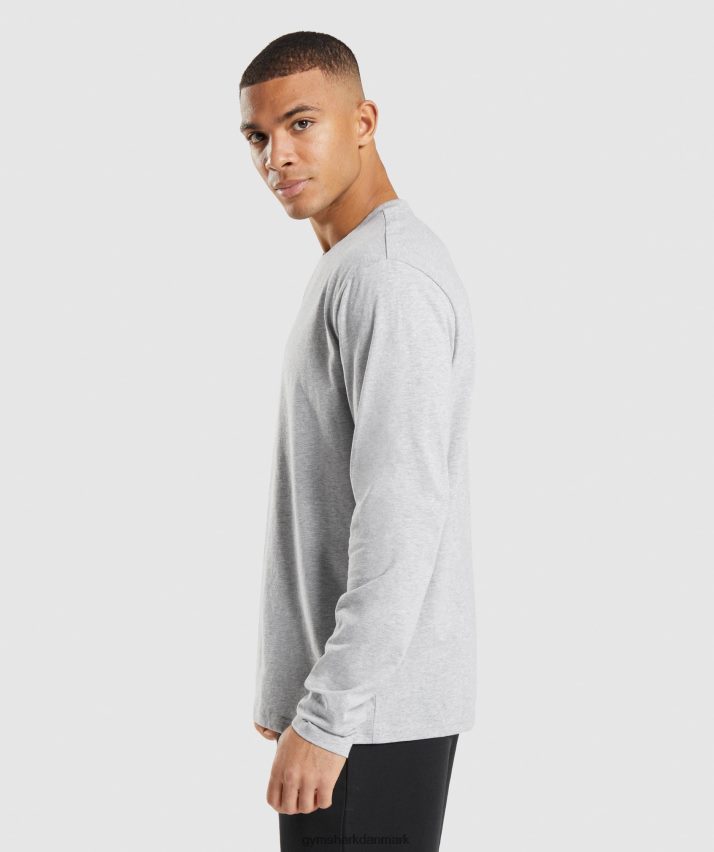 Mænd Gymshark crest langærmet t-shirt N4ZDDN727 lysegrå kernemergel