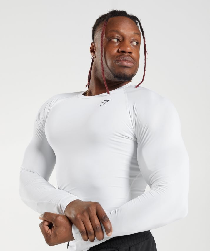 Mænd Gymshark element baselayer langærmet t-shirt N4ZDDN631 hvid