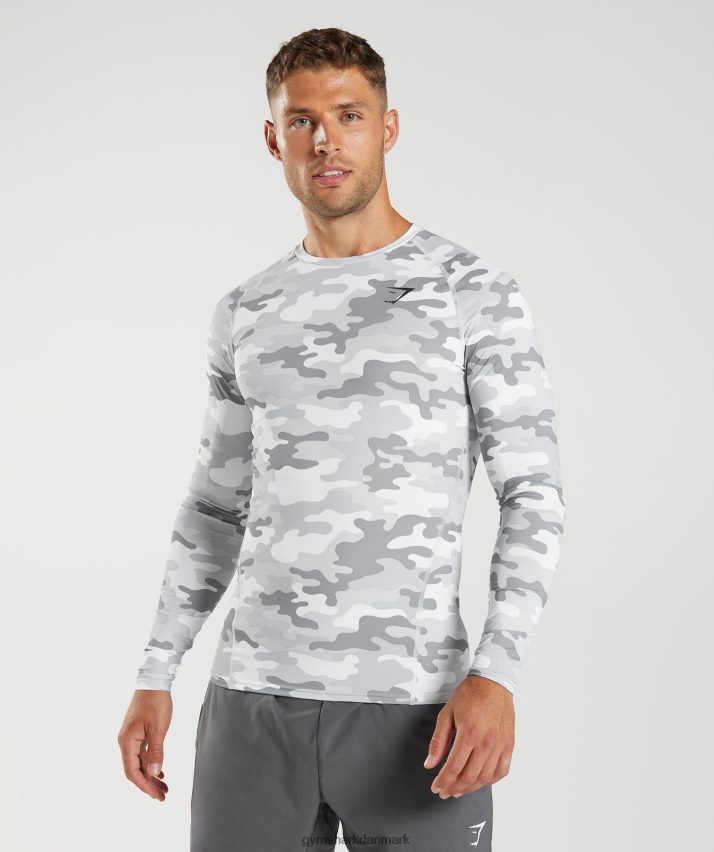 Mænd Gymshark element baselayer langærmet top N4ZDDN624 lysegrå print