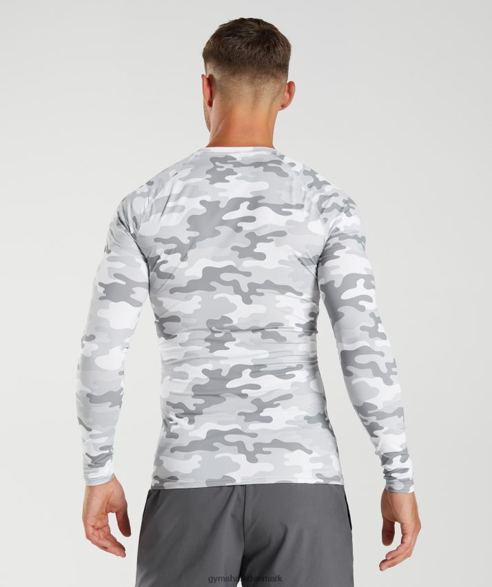 Mænd Gymshark element baselayer langærmet top N4ZDDN624 lysegrå print