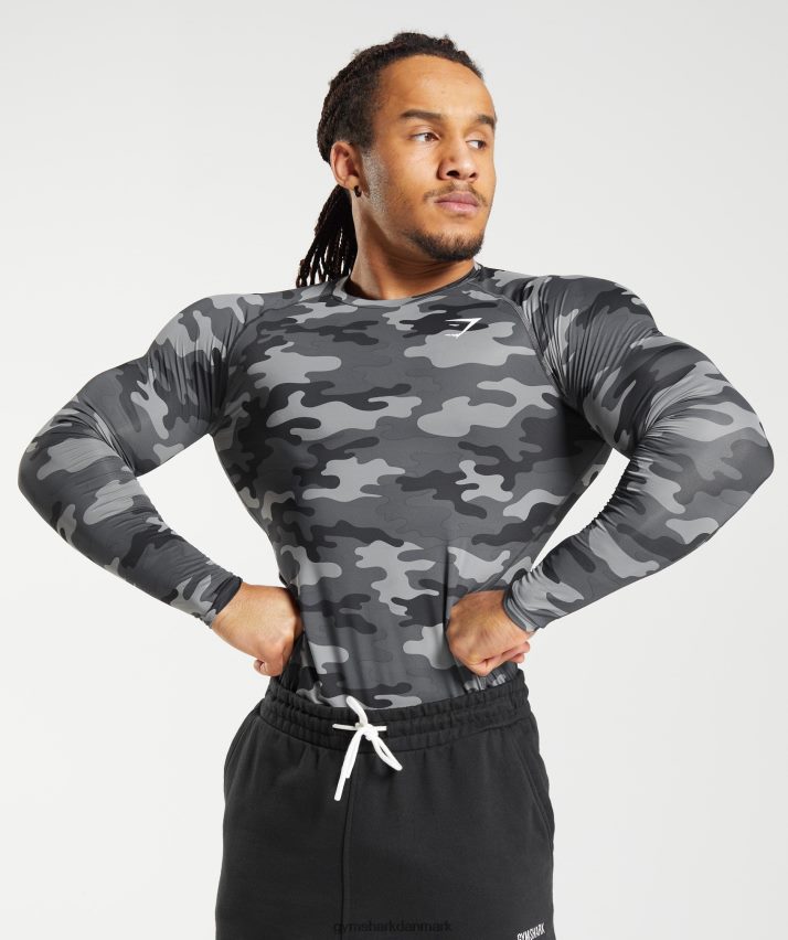 Mænd Gymshark element baselayer langærmet top N4ZDDN690 gråt print